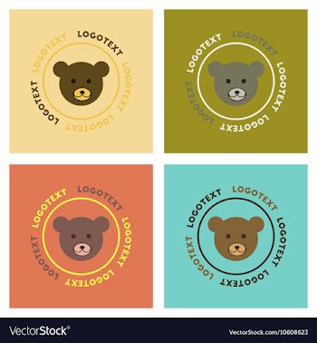 Assembly flat icons nature bear logo vector image
