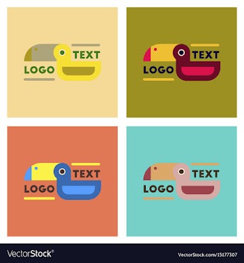 Assembly flat icons nature bird logo vector image