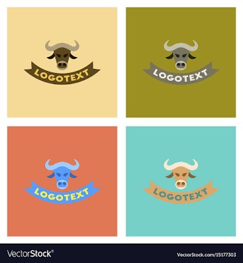Assembly flat icons nature bull logo vector image