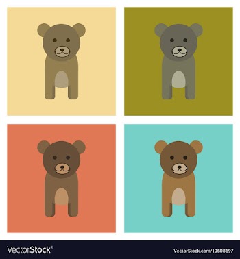 Assembly flat icons nature cartoon bear vector image