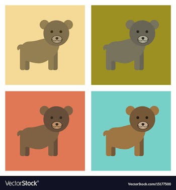 Assembly flat icons nature cartoon bear vector image