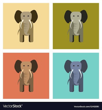 Assembly flat icons nature cartoon elephant vector image