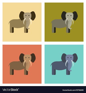 Assembly flat icons nature cartoon elephant vector image