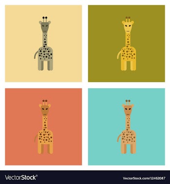 Assembly flat icons nature cartoon giraffe vector image