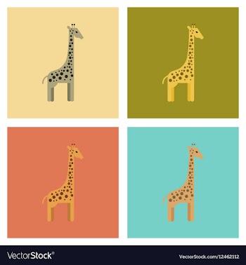 Assembly flat icons nature cartoon giraffe vector image