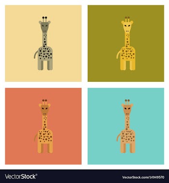 Assembly flat icons nature cartoon giraffe vector image