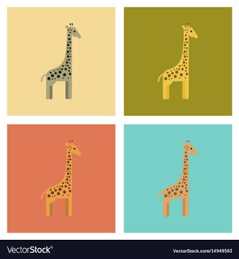 Assembly flat icons nature cartoon giraffe vector image