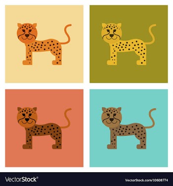 Assembly flat icons nature cartoon leopard vector image