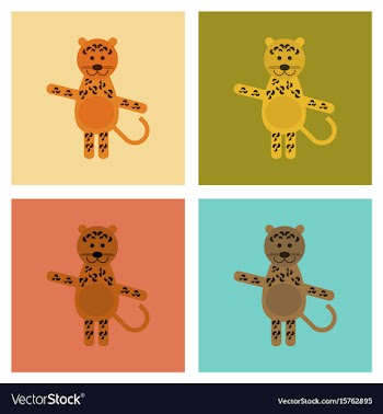 Assembly flat icons nature cartoon leopard vector image