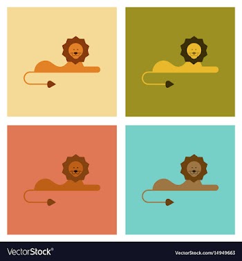 Assembly flat icons nature cartoon lion vector image