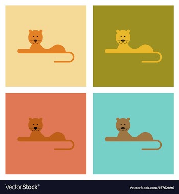 Assembly flat icons nature cartoon lioness vector image