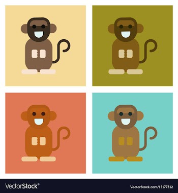 Assembly flat icons nature cartoon monkey vector image