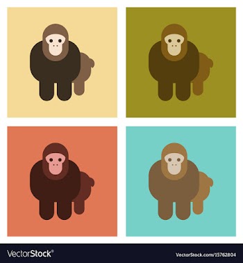 Assembly flat icons nature cartoon monkey vector image