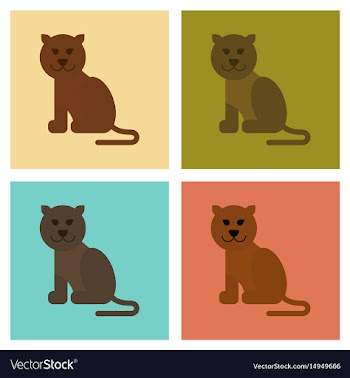 Assembly flat icons nature cartoon panther vector image