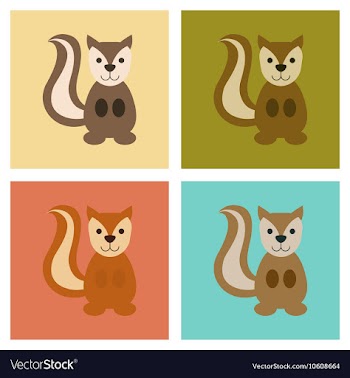 Assembly flat icons nature cartoon squirrel vector image