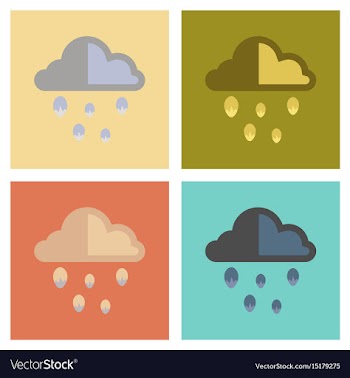Assembly flat icons nature cloud hail vector image