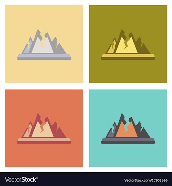 Assembly flat icons nature cracks mountains vector image