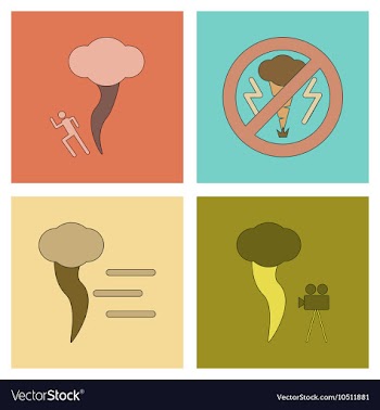 Assembly flat icons nature disaster tornado vector image