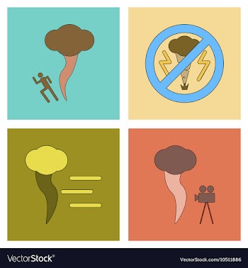 Assembly flat icons nature disaster tornado vector image