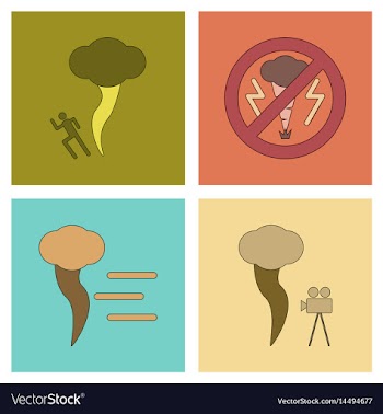 Assembly flat icons nature disaster tornado vector image