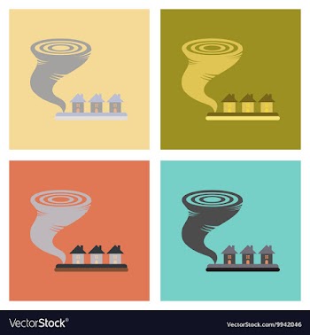 Assembly flat icons nature disaster tornado vector image