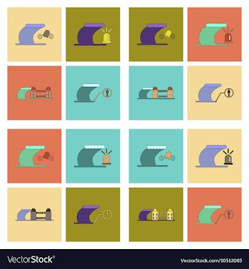 Assembly flat icons nature disaster tsunami vector image
