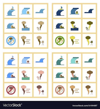 Assembly flat icons nature disaster tsunami vector image