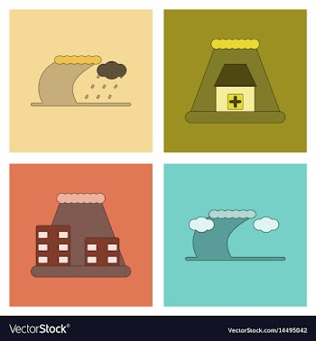 Assembly flat icons nature disaster tsunami vector image