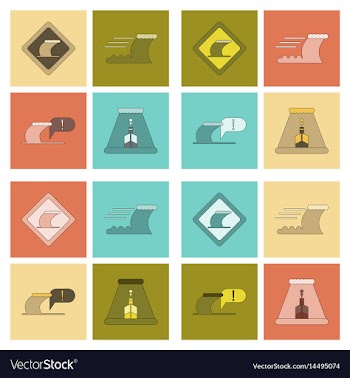 Assembly flat icons nature disaster tsunami vector image