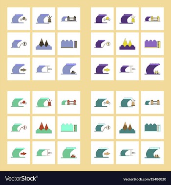 Assembly flat icons nature disaster tsunami vector image