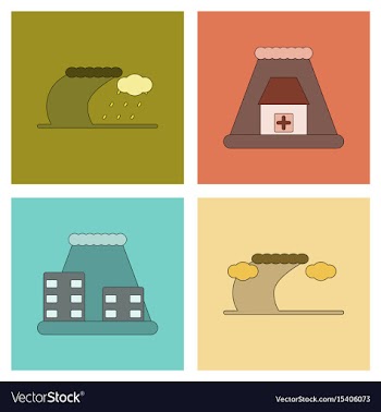 Assembly flat icons nature disaster tsunami vector image