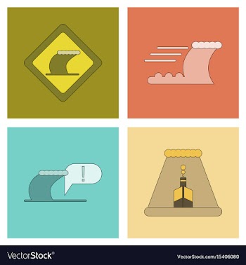 Assembly flat icons nature disaster tsunami vector image