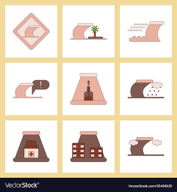 Assembly flat icons nature disaster tsunami vector image