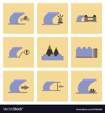 Assembly flat icons nature disaster tsunami vector image
