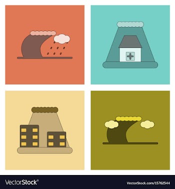 Assembly flat icons nature disaster tsunami vector image