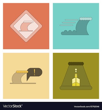 Assembly flat icons nature disaster tsunami vector image