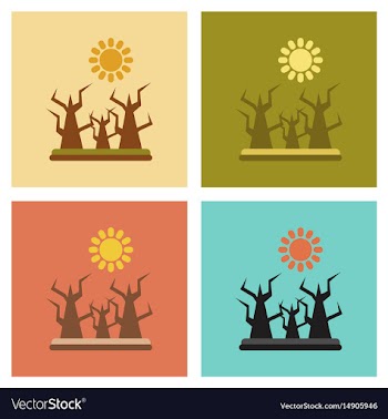 Assembly flat icons nature drought disaster vector image