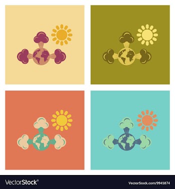 Assembly flat icons nature earth greenhouse effect vector image