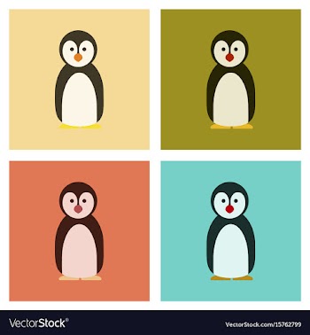 Assembly flat icons nature emperor penguins vector image