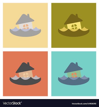 Assembly flat icons nature flood house vector image
