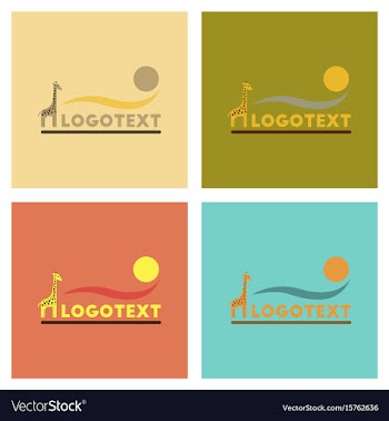Assembly flat icons nature giraffe logo vector image