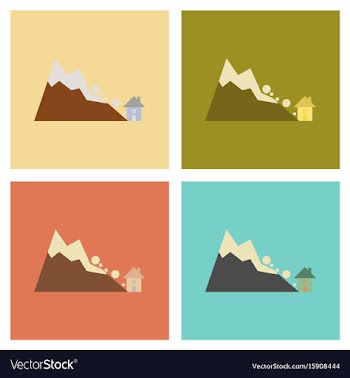 Assembly flat icons nature house avalanche vector image