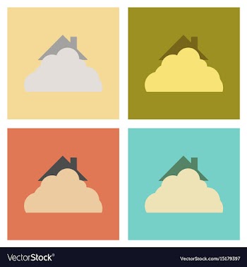 Assembly flat icons nature house covered with snow vector image