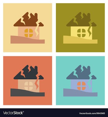 Assembly flat icons nature house crash vector image