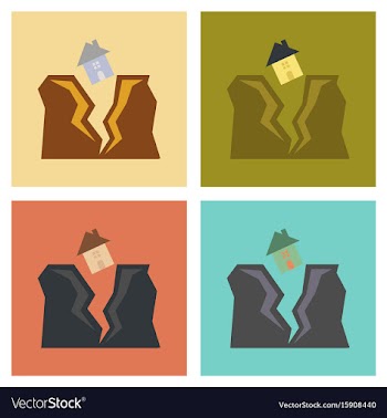 Assembly flat icons nature house earthquake vector image