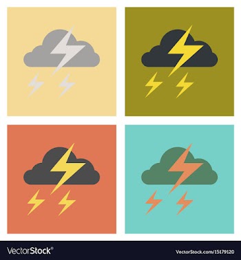 Assembly flat icons nature lightning cloud vector image