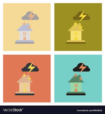 Assembly flat icons nature lightning house vector image