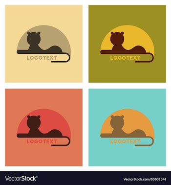 Assembly flat icons nature lion logo vector image