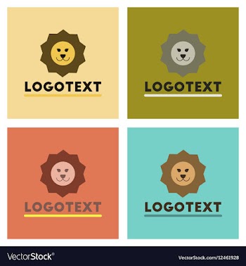 Assembly flat icons nature lion logo vector image