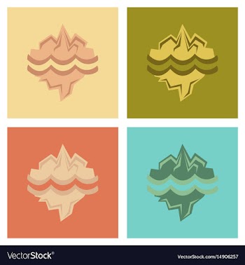 Assembly flat icons nature melting glacier vector image